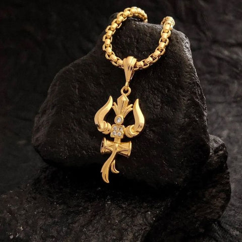 Trishul Om and Damru pendant with chain