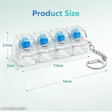 Mechanical Click Fidget Keychain – Stress Relief Mini Keyboard Switch (LED Glow)