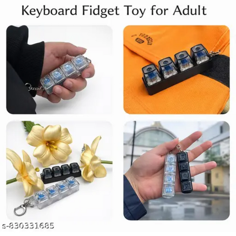 Mechanical Click Fidget Keychain – Stress Relief Mini Keyboard Switch (LED Glow)